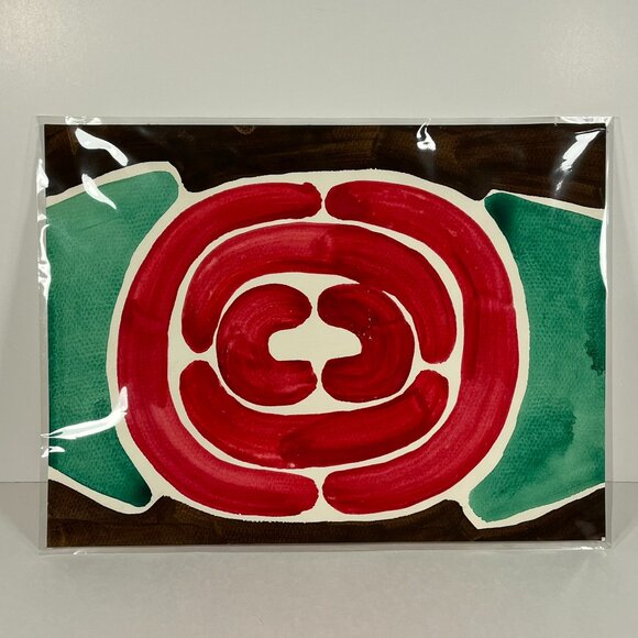 Red Rose Brown Background Watercolor Painting 12in x 9in NWT - Picture 1 of 1